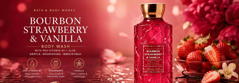 بادی واش بس اند بادی ورکز Bourbon Strawberry & Vanilla